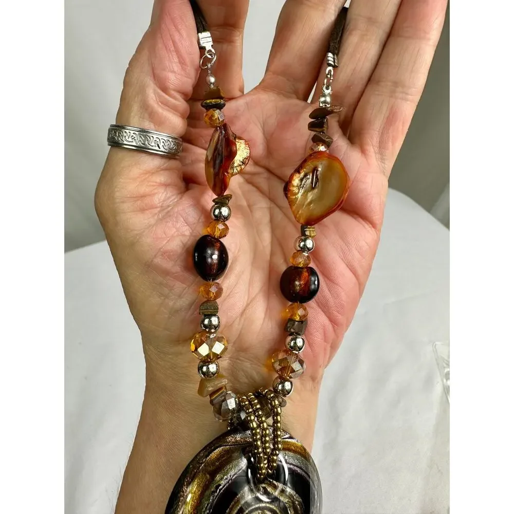 Erica Lyons Art Glass Statement Necklace 18